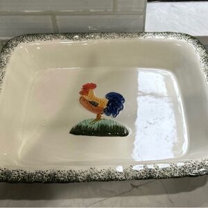 Vintage Alco Ind. Large Ovenware Serving Dish Rooster/Chicken/Farmhouse/Country